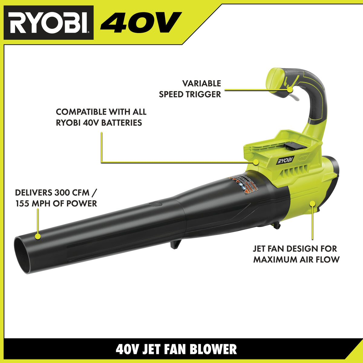 40V 300 CFM JET FAN LEAF BLOWER Image 2