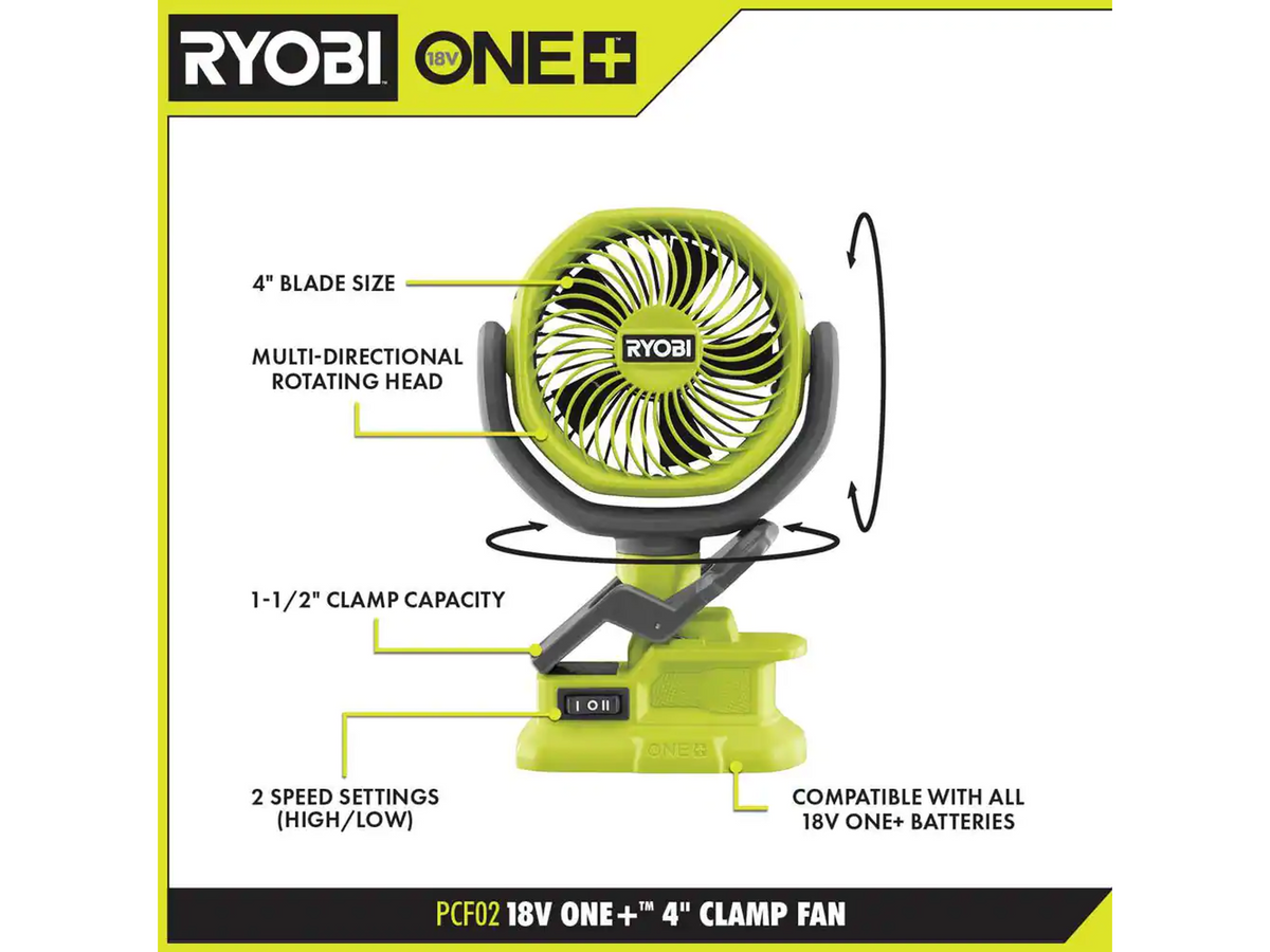 18V ONE+ 4" Clamp Fan Kit  Image 2